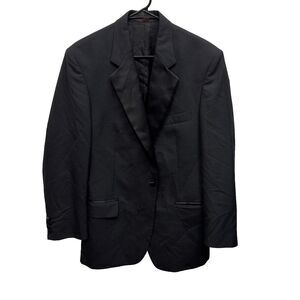 John Clarendon Men Black Formal Jacket Notch Lapel Tuxedo 40L Wool Polyester